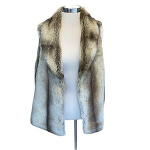 Fenn Wright Manson vest faux fur open front fold down collar lined size large